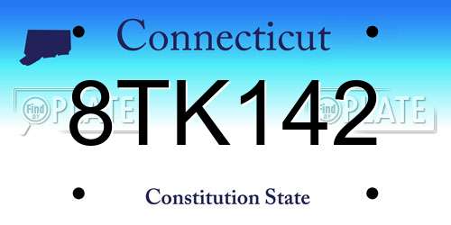 8TK142 Connecticut License Plate