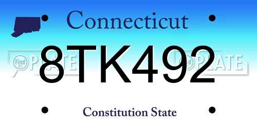 8TK492 Connecticut License Plate