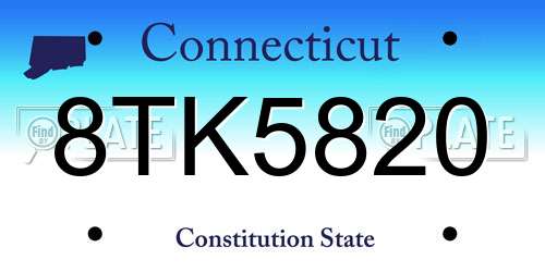 8TK5820 Connecticut License Plate