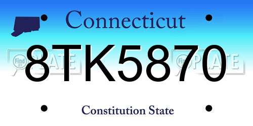 8TK5870 Connecticut License Plate