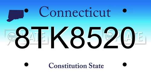 8TK8520 Connecticut License Plate