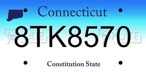 8TK8570 Connecticut License Plate