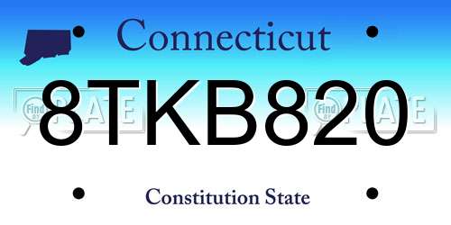 8TKB820 Connecticut License Plate