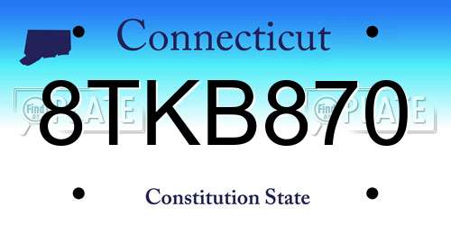 8TKB870 Connecticut License Plate