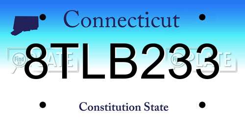 8TLB233 Connecticut License Plate