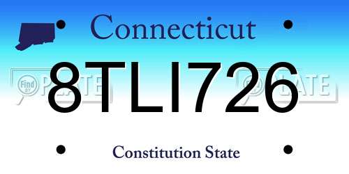 8TLI726 Connecticut License Plate