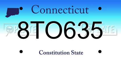 8TO635 Connecticut License Plate