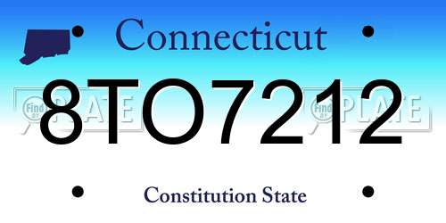 8TO7212 Connecticut License Plate