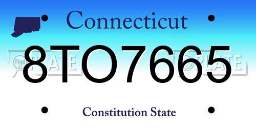 8TO7665 Connecticut License Plate