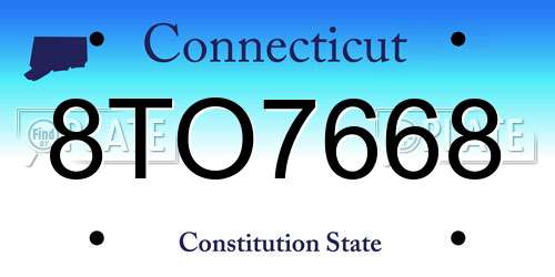 8TO7668 Connecticut License Plate