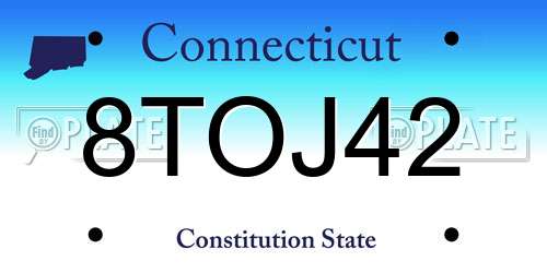 8TOJ42 Connecticut License Plate