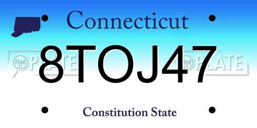 8TOJ47 Connecticut License Plate