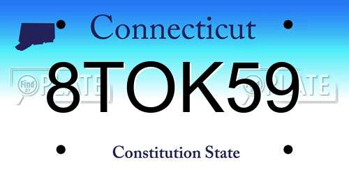 8TOK59 Connecticut License Plate