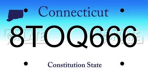 8TOQ666 Connecticut License Plate