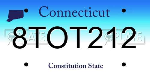 8TOT212 Connecticut License Plate