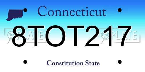 8TOT217 Connecticut License Plate