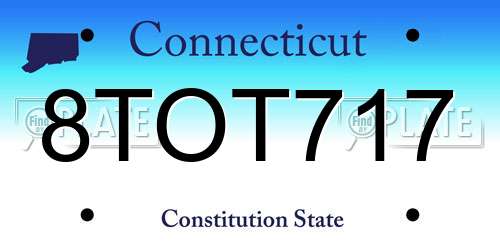 8TOT717 Connecticut License Plate