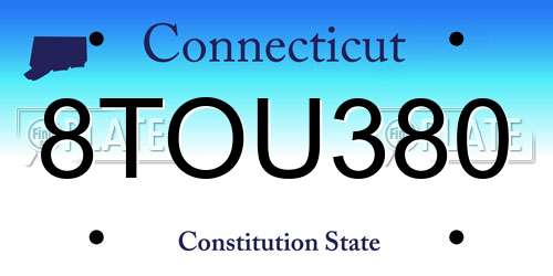8TOU380 Connecticut License Plate