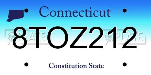 8TOZ212 Connecticut License Plate
