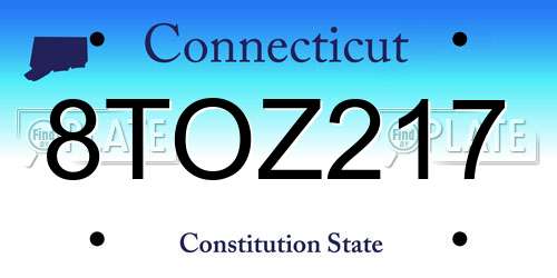 8TOZ217 Connecticut License Plate