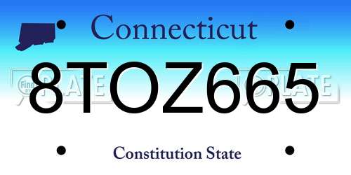 8TOZ665 Connecticut License Plate