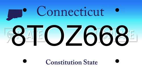 8TOZ668 Connecticut License Plate