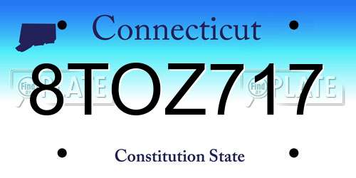 8TOZ717 Connecticut License Plate