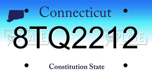 8TQ2212 Connecticut License Plate