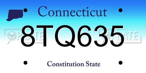 8TQ635 Connecticut License Plate