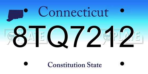 8TQ7212 Connecticut License Plate