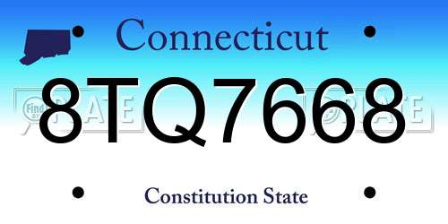 8TQ7668 Connecticut License Plate