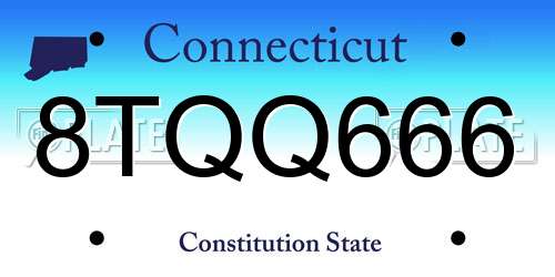 8TQQ666 Connecticut License Plate