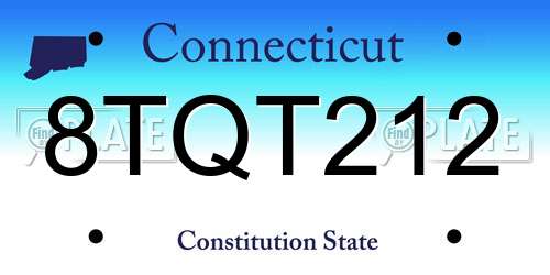 8TQT212 Connecticut License Plate
