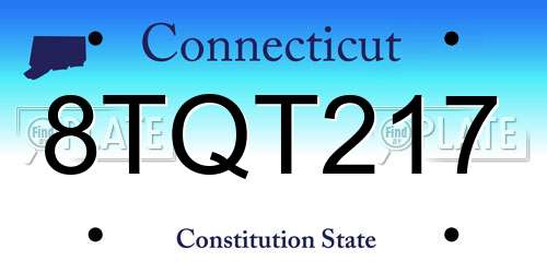 8TQT217 Connecticut License Plate