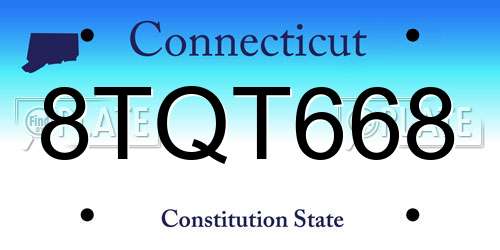 8TQT668 Connecticut License Plate