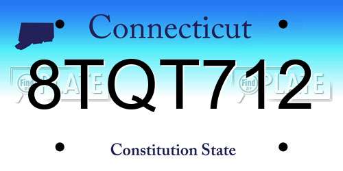 8TQT712 Connecticut License Plate