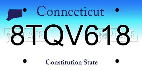8TQV618 Connecticut License Plate