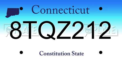 8TQZ212 Connecticut License Plate