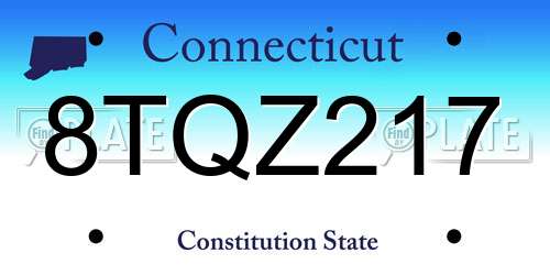 8TQZ217 Connecticut License Plate