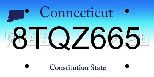 8TQZ665 Connecticut License Plate