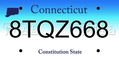 8TQZ668 Connecticut License Plate