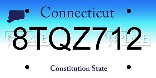 8TQZ712 Connecticut License Plate