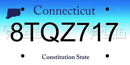 8TQZ717 Connecticut License Plate