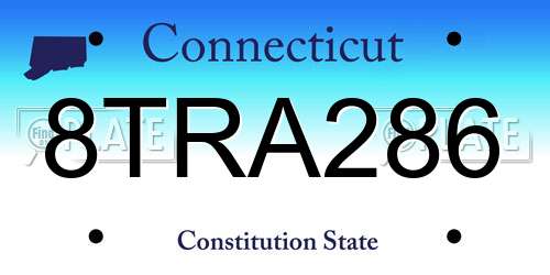 8TRA286 Connecticut License Plate