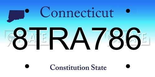 8TRA786 Connecticut License Plate