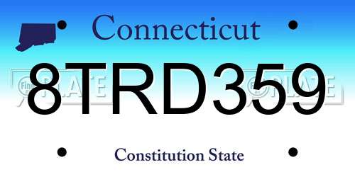 8TRD359 Connecticut License Plate