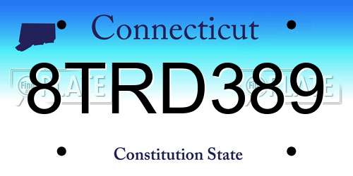 8TRD389 Connecticut License Plate