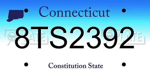 8TS2392 Connecticut License Plate