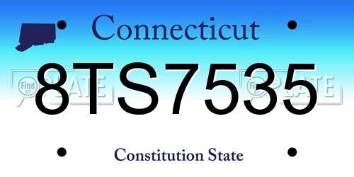 8TS7535 Connecticut License Plate