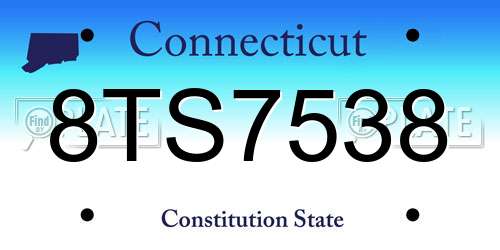 8TS7538 Connecticut License Plate